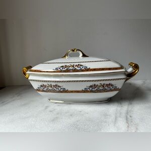 oval covered serving bowl Epiag "Elyrian" pattern Bohemian Art Deco Era China.